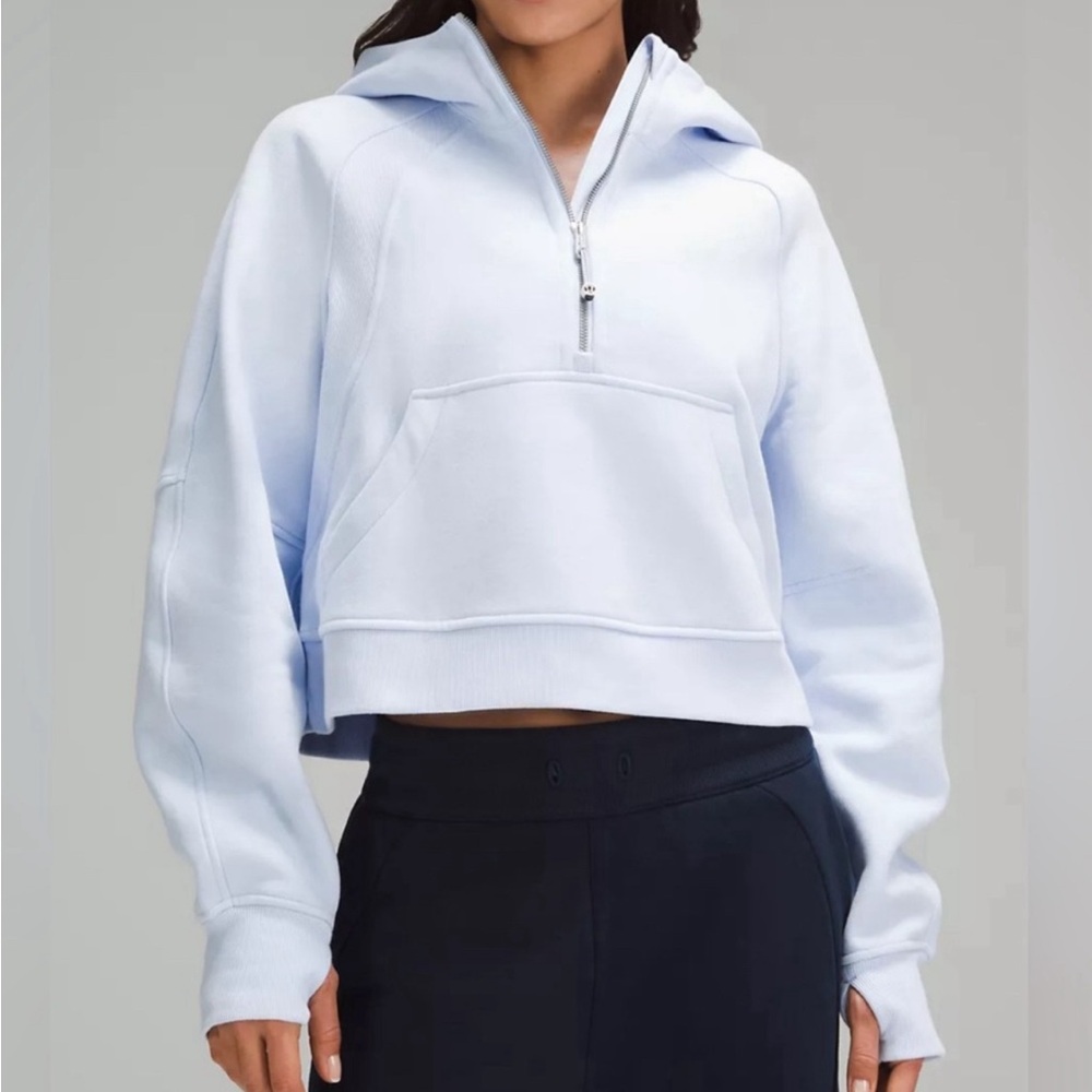 Brand new worn one time lululemon light blue scuba sweatshirt.